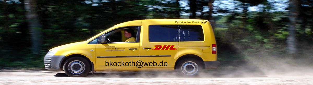 Versand mit der Post, shipping by DHL